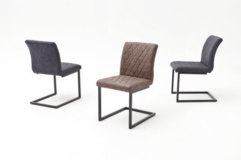 Set 4 scaune tapitate cu piele ecologica si picioare metalice, Kian B Maro / Negru, l47xA63xH86 cm (1)