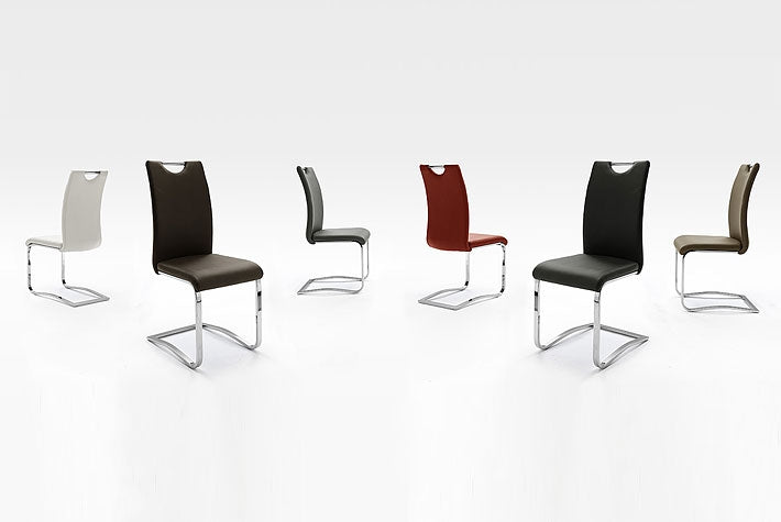 Set 4 scaune tapitate cu piele ecologica si picioare metalice, Koeln Maro / Crom, l43xA57xH100 cm (8)