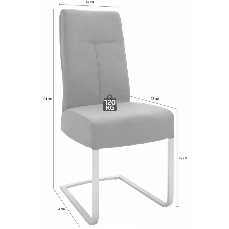 Set 2 scaune tapitate cu piele ecologica si picioare metalice, Talena Antracit / Gri, l47xA64xH104 cm (14)
