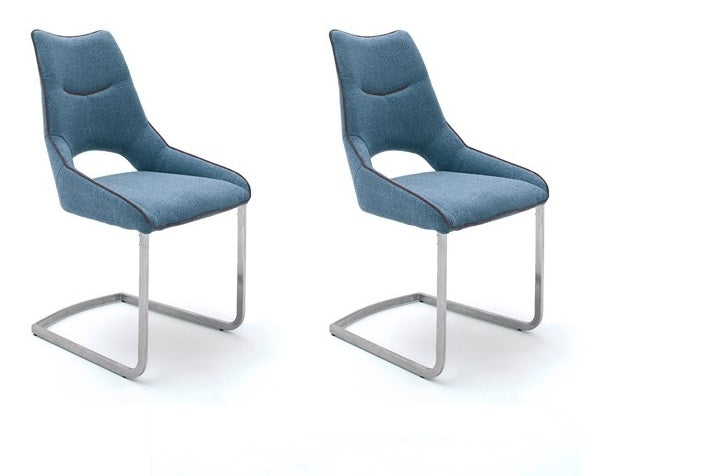 Set 2 scaune tapitate cu stofa, cu picioare metalice Aldrina Petrol / Crom, l53xA62xH96 cm (3)