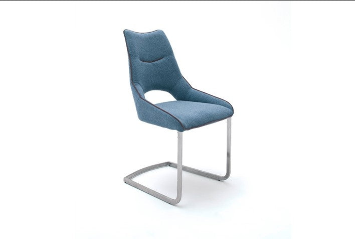 Set 2 scaune tapitate cu stofa, cu picioare metalice Aldrina Petrol / Crom, l53xA62xH96 cm (4)