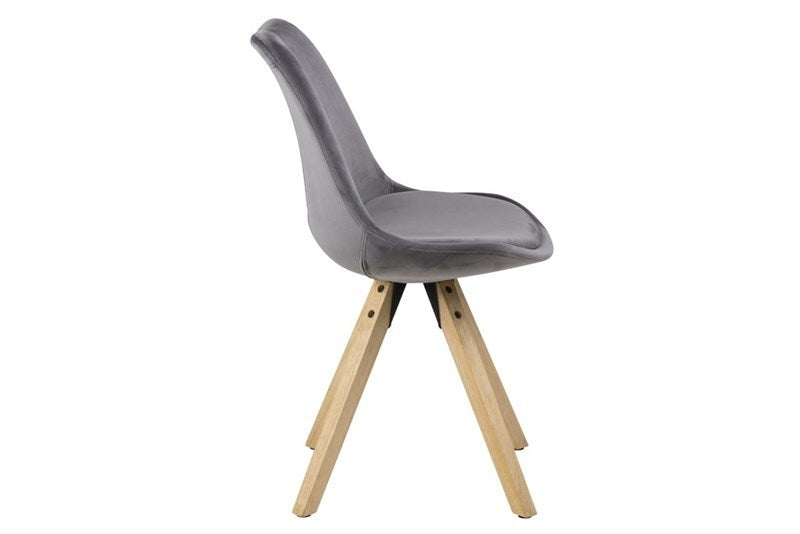 Set 2 scaune tapitate cu stofa si picioare din lemn Dima Velvet Gri Inchis / Stejar, l48,5xA55xH85 cm (2)