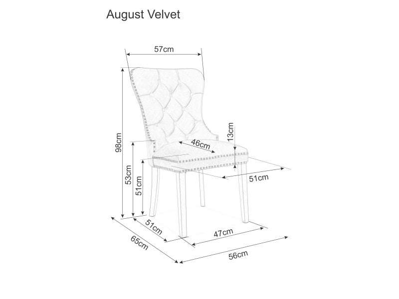 Scaun tapitat cu stofa si picioare din lemn, Aubrey Velvet Gri / Negru, l56xA65xH98 cm (1)