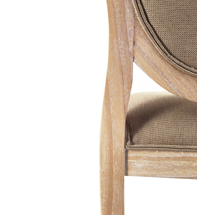 Scaun tapitat cu stofa si picioare din lemn Bromo Bej / Natural, l59xA53xH105 cm (4)
