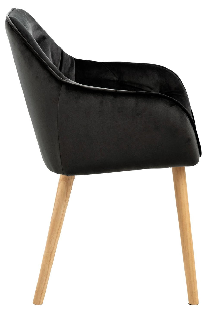 Set 2 scaune tapitate cu stofa si picioare din lemn Brooke Velvet Grej / Stejar, l58xA57xH83 cm (3)