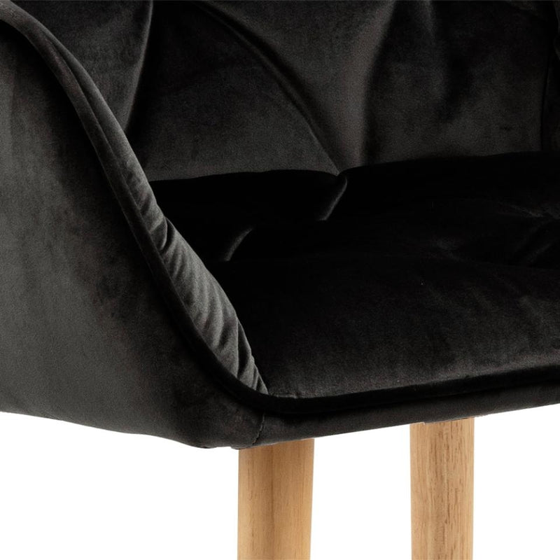 Set 2 scaune tapitate cu stofa si picioare din lemn Brooke Velvet Grej / Stejar, l58xA57xH83 cm (4)