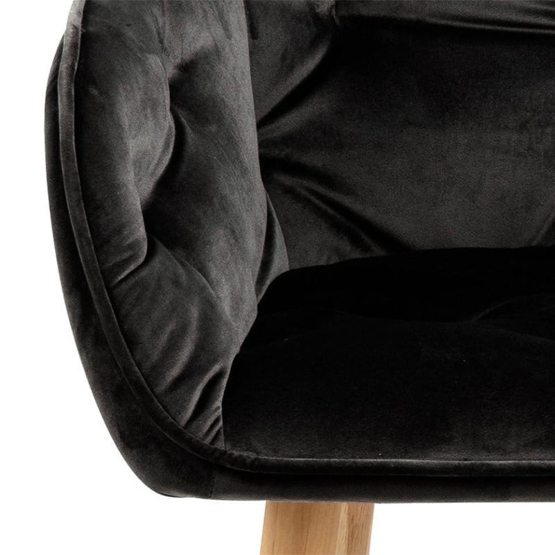 Set 2 scaune tapitate cu stofa si picioare din lemn Brooke Velvet Grej / Stejar, l58xA57xH83 cm (5)