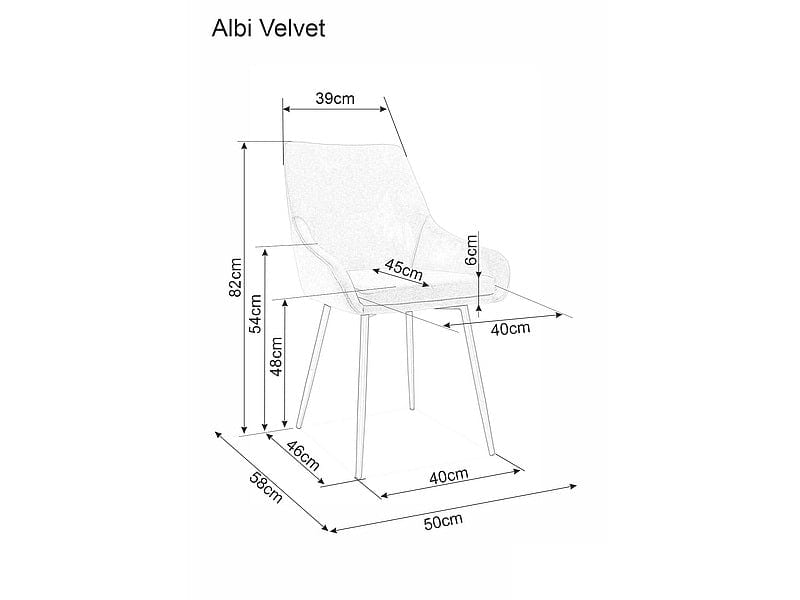 Scaun tapitat cu stofa si picioare metalice, Albus Velvet Roz / Negru, l50xA58xH82 cm (2)
