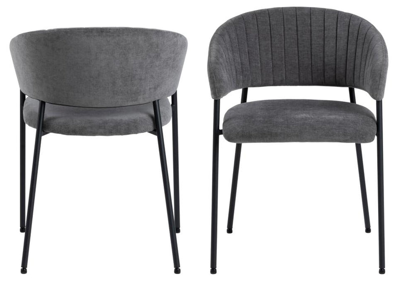Set 2 scaune tapitat cu stofa si picioare metalice, Ann Gri inchis / Negru, l54,5xA54xH77,5 cm (4)