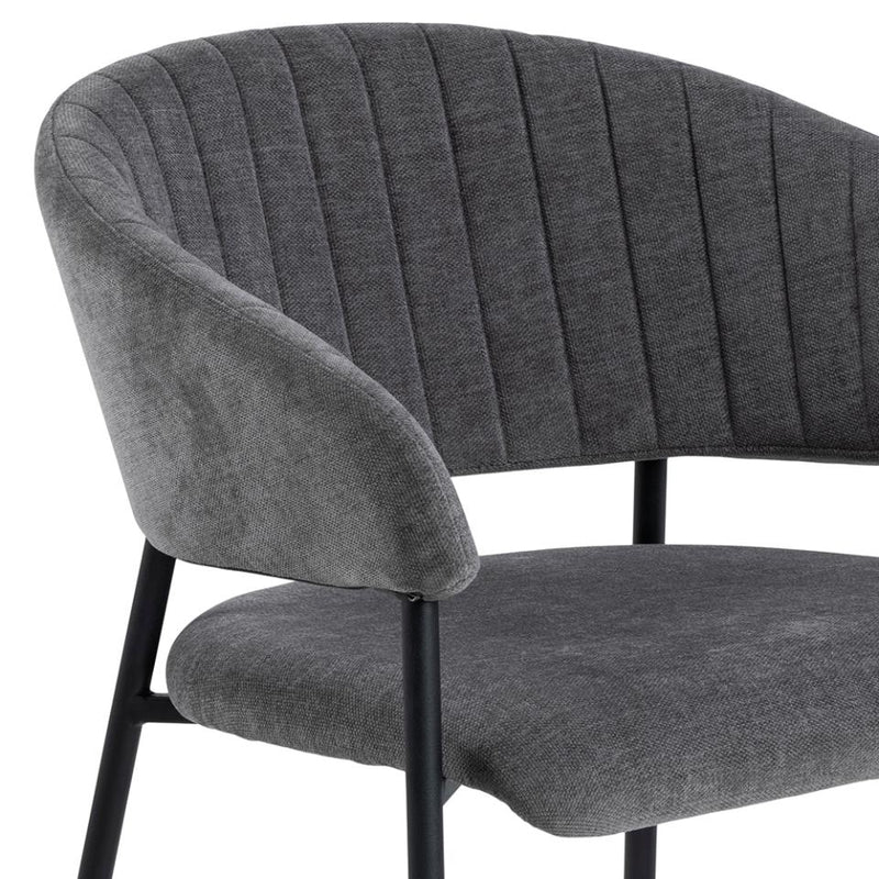 Set 2 scaune tapitat cu stofa si picioare metalice, Ann Gri inchis / Negru, l54,5xA54xH77,5 cm (8)