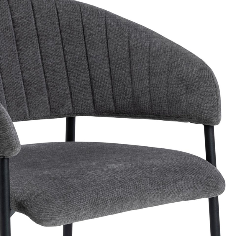 Set 2 scaune tapitat cu stofa si picioare metalice, Ann Gri inchis / Negru, l54,5xA54xH77,5 cm (9)