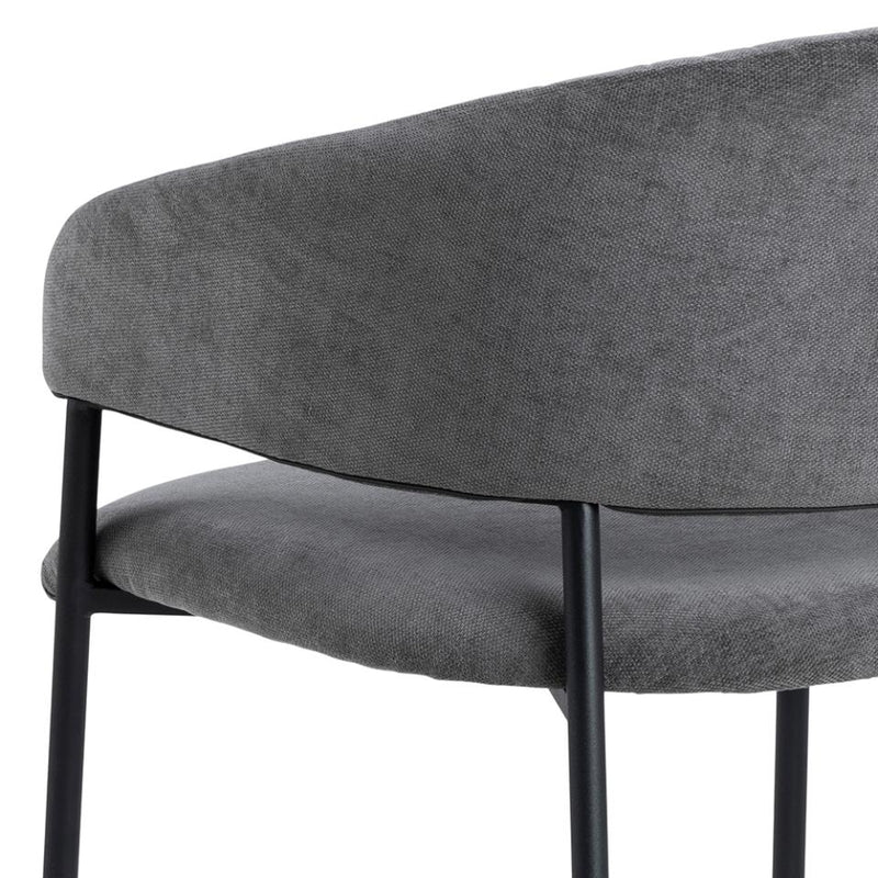 Set 2 scaune tapitat cu stofa si picioare metalice, Ann Gri inchis / Negru, l54,5xA54xH77,5 cm (6)