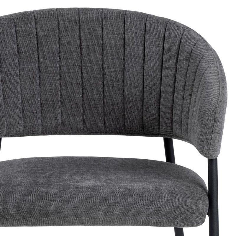 Set 2 scaune tapitat cu stofa si picioare metalice, Ann Gri inchis / Negru, l54,5xA54xH77,5 cm (7)