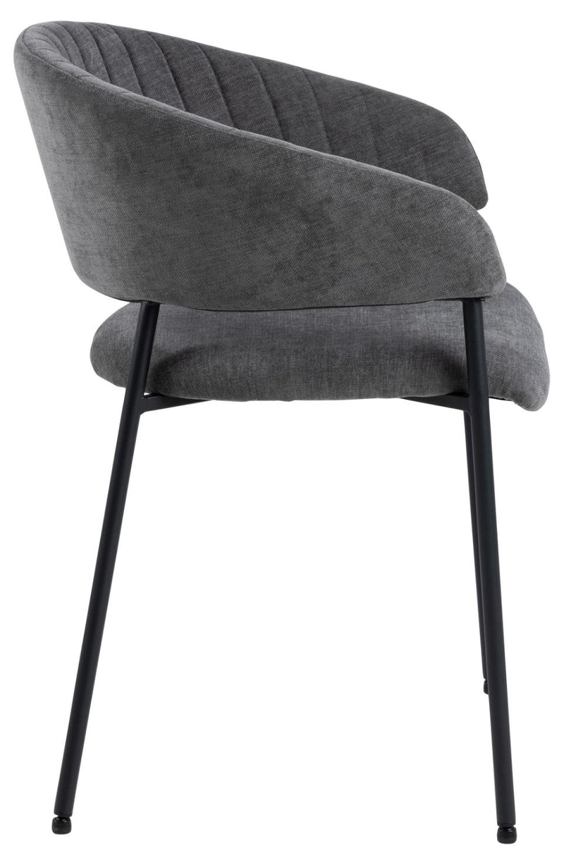 Set 2 scaune tapitat cu stofa si picioare metalice, Ann Gri inchis / Negru, l54,5xA54xH77,5 cm (5)