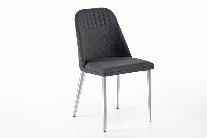 Set 2 scaune tapitate cu stofa si picioare metalice, Elara A Gri / Crom, l45xA55xH85 cm (2)