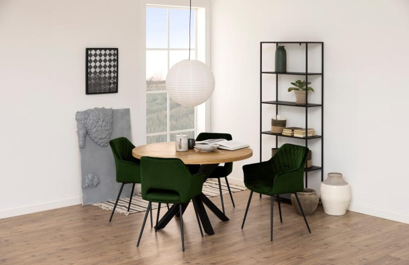 Set 2 scaune tapitate cu stofa si picioare metalice Felina Velvet Verde / Negru, l56xA58xH81 cm (2)