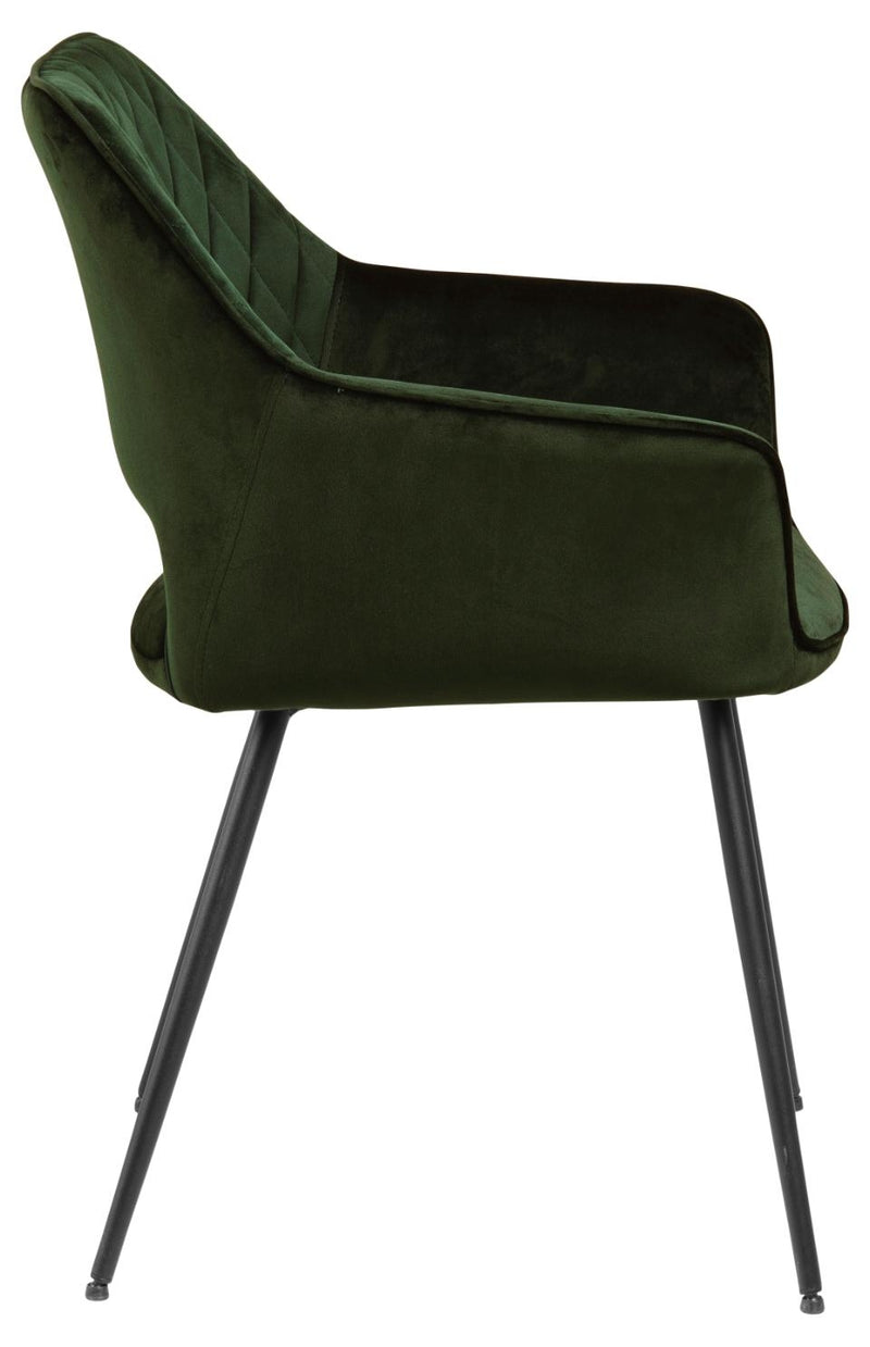 Set 2 scaune tapitate cu stofa si picioare metalice Felina Velvet Verde / Negru, l56xA58xH81 cm (4)