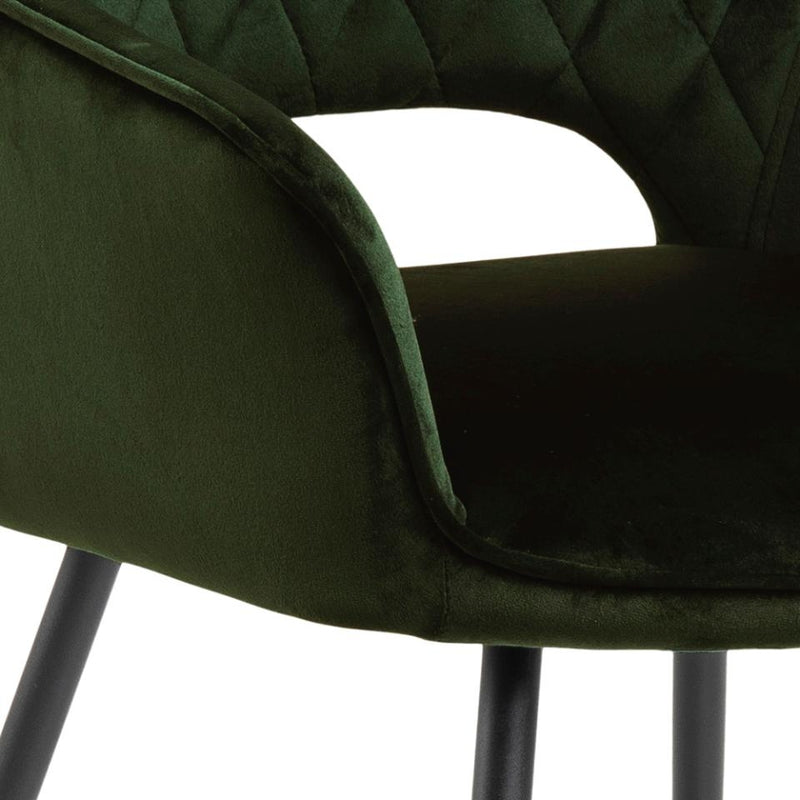 Set 2 scaune tapitate cu stofa si picioare metalice Felina Velvet Verde / Negru, l56xA58xH81 cm (5)