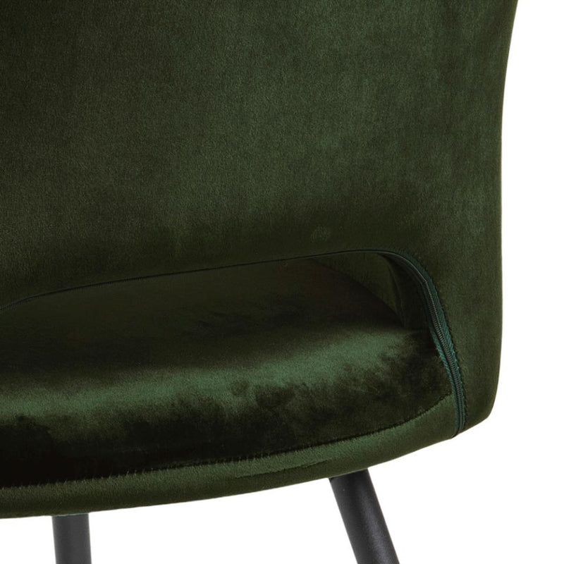 Set 2 scaune tapitate cu stofa si picioare metalice Felina Velvet Verde / Negru, l56xA58xH81 cm (6)