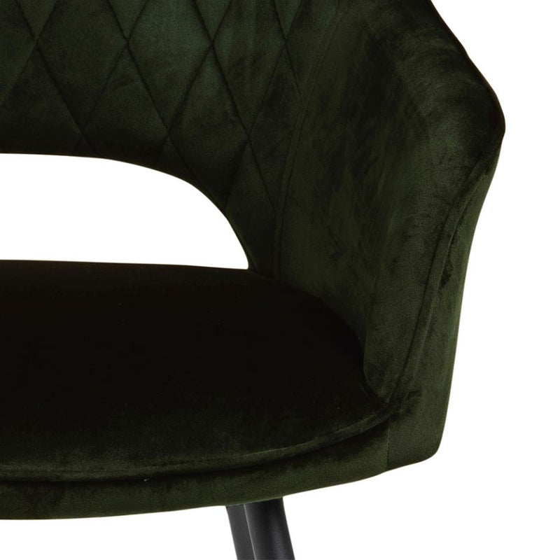 Set 2 scaune tapitate cu stofa si picioare metalice Felina Velvet Verde / Negru, l56xA58xH81 cm (7)