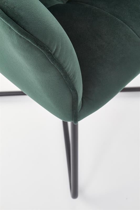 Scaun tapitat cu stofa si picioare metalice, Kai-377 Velvet Verde Inchis / Negru, l60xA62xH81 cm (6)