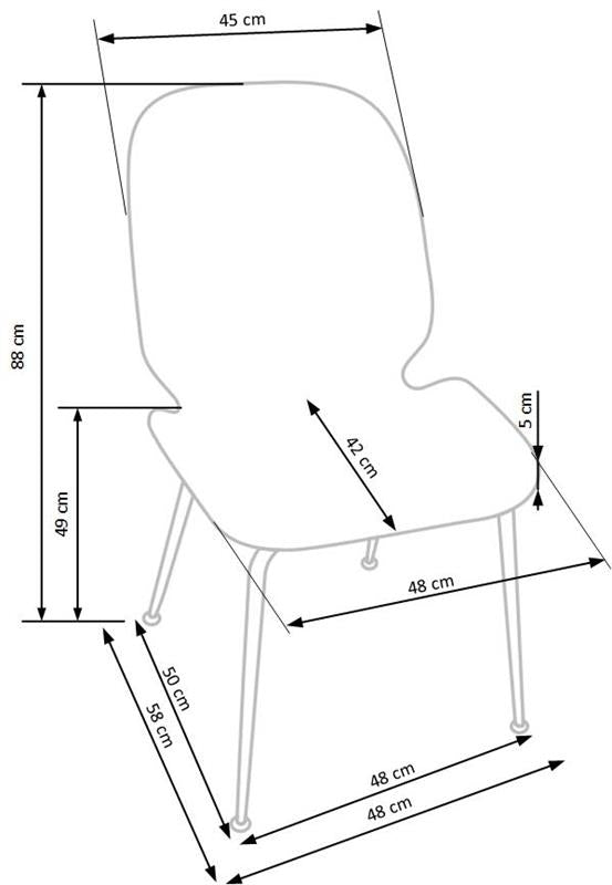 Scaun tapitat cu stofa si picioare metalice Kai-381 Velvet Gri / Auriu, l48xA58xH88 cm (11)