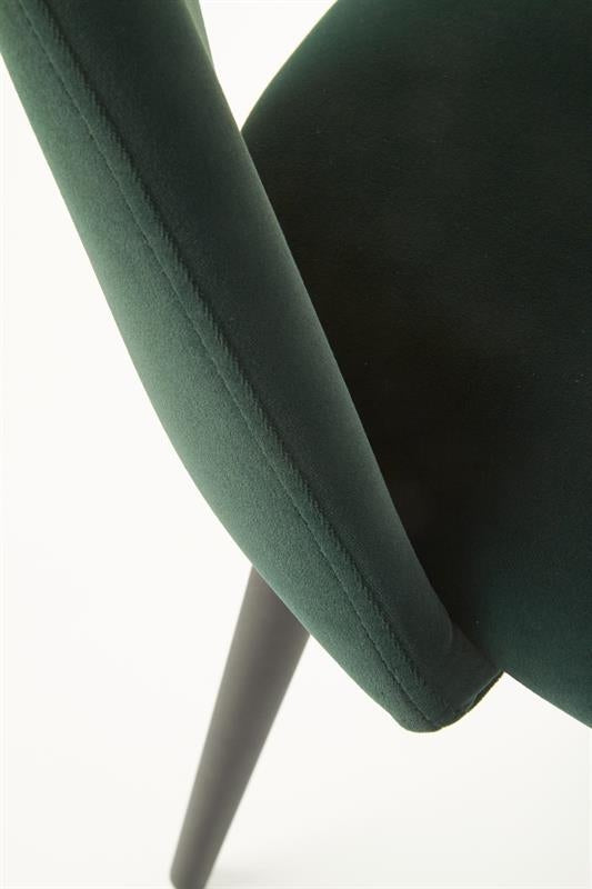 Scaun tapitat cu stofa si picioare metalice, Kai-384 Velvet Verde Inchis / Negru, l54xA57xH84 cm (6)