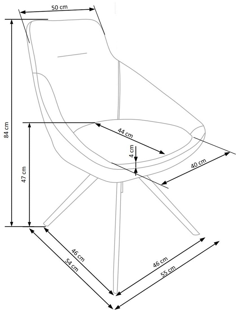 Scaun tapitat cu stofa si picioare metalice, Kai-431 Rosu / Negru, l55xA54xH84 cm (13)