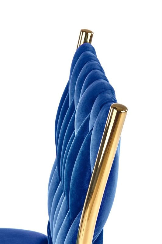 Scaun tapitat cu stofa si picioare metalice, Kai-436 Albastru Inchis / Auriu, l48xA55xH94 cm (6)