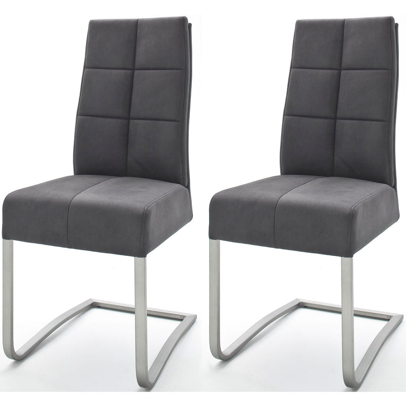 Set 2 scaune tapitate cu stofa si picioare metalice, Salva II Gri / Crom, l46xA61xH102 cm (2)