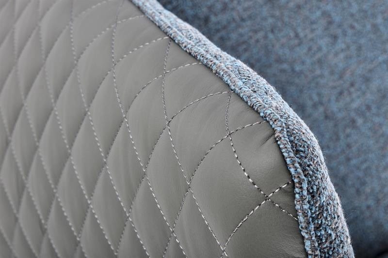 Scaun tapitat cu stofa si piele ecologica, cu picioare metalice, Kai-448 Albastru / Gri deschis / Negru, l50xA54xH95 cm (7)
