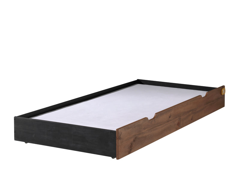 Pat din lemn de pin si MDF cu sertar, pentru copii Alex Natural / Negru, 200 x 90 cm (3)