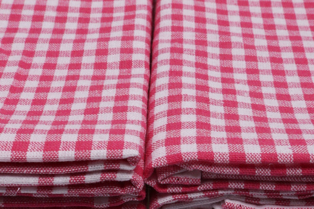 Asir Set 10 prosoape de bucatarie din bumbac Ekose Roz / Alb, 46 x 76 cm