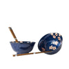 Set 2 boluri cu 4 bete japoneze, din ceramica, Sakura Albastru, 400 ml (2)
