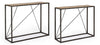 Set 2 console din lemn de salcam si metal Norris Natural / Negru, l100xA33xH80 / l90xA30xH75 cm