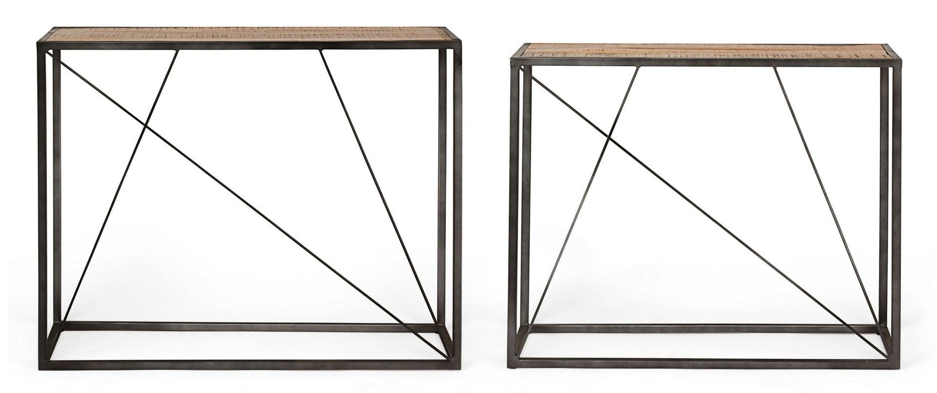 Set 2 console din lemn de salcam si metal Norris Natural / Negru, l100xA33xH80 / l90xA30xH75 cm (1)