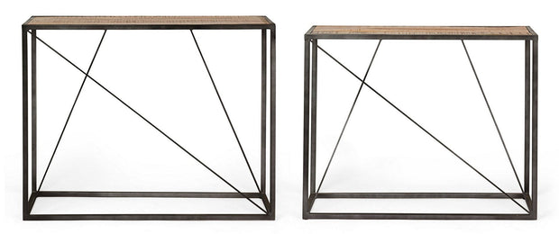 Set 2 console din lemn de salcam si metal Norris Natural / Negru, l100xA33xH80 / l90xA30xH75 cm (1)