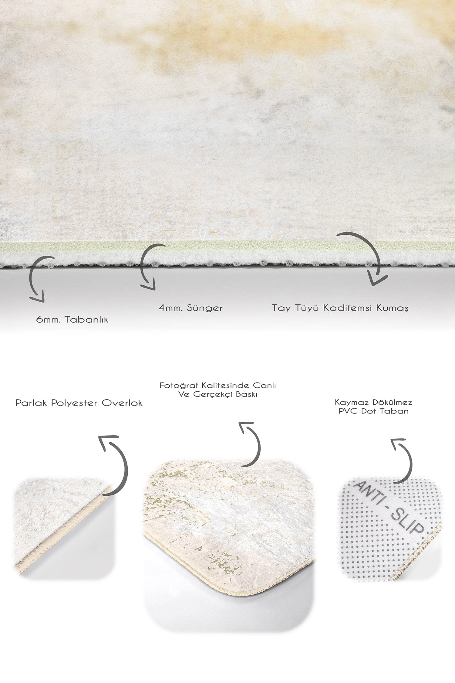 Hillkar Global Set 2 covorase pentru baie antiderapante din poliester, Aslan BPS376 Rectangle Multicolor, 100 x 60 cm / 60 x 50 cm