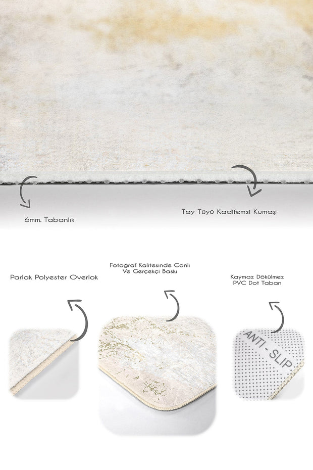 Hillkar Global Set 2 covorase pentru baie antiderapante din poliester, Aslan BPS376 Rectangle Multicolor, 100 x 60 cm / 60 x 50 cm