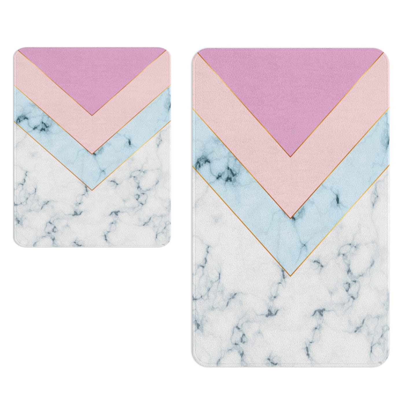 Set 2 covorase pentru baie antiderapante din poliester, Digital 127 Multicolor, 40 x 60 / 60 x 90 cm