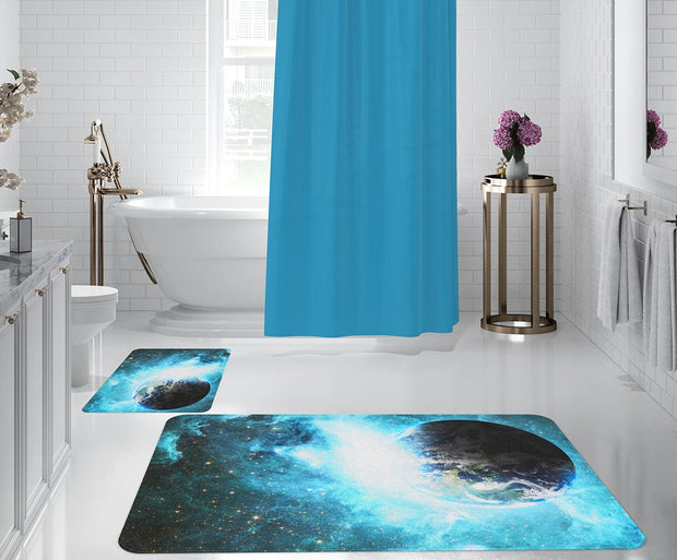 Set 2 covorase pentru baie antiderapante din poliester, Digital 14 Multicolor, 50 x 70 / 70 x 100 cm