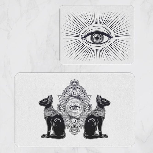 Set 2 covorase pentru baie antiderapante din poliester, Digital 19 Multicolor, 40 x 60 / 60 x 90 cm