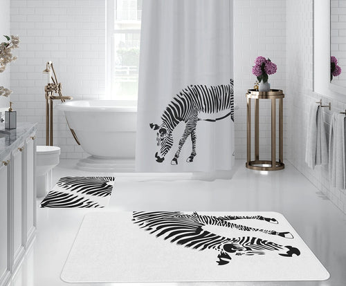 Set 2 covorase pentru baie antiderapante din poliester, Digital 22 Multicolor, 50 x 70 / 70 x 100 cm