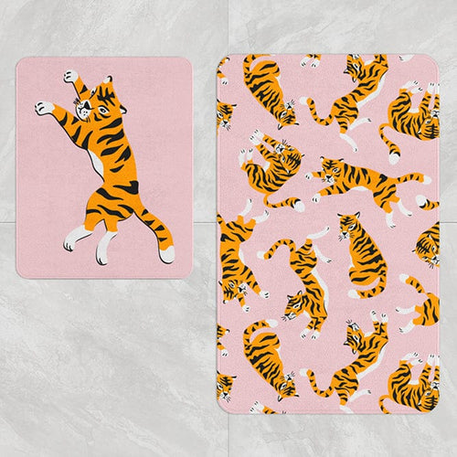 Set 2 covorase pentru baie antiderapante din poliester, Digital 23 Multicolor, 40 x 60 / 60 x 90 cm