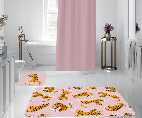 Set 2 covorase pentru baie antiderapante din poliester, Digital 23 Multicolor, 50 x 70 / 70 x 100 cm