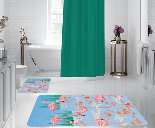 Set 2 covorase pentru baie antiderapante din poliester, Digital 29 Multicolor, 50 x 70 / 70 x 100 cm