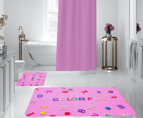 Set 2 covorase pentru baie antiderapante din poliester, Digital 36 Multicolor, 50 x 70 / 70 x 100 cm