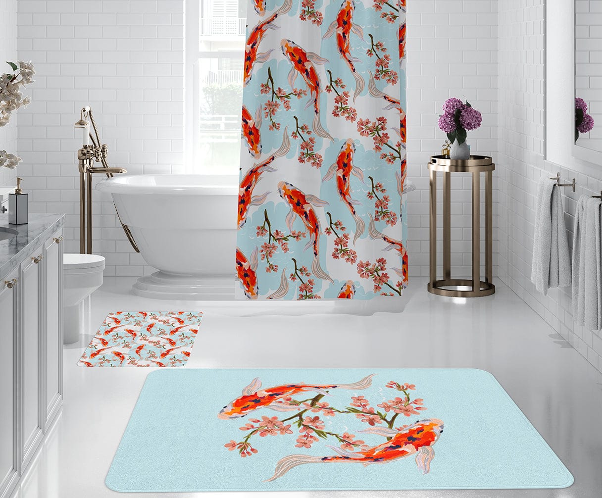 Set 2 covorase pentru baie antiderapante din poliester, Digital 4 Multicolor, 40 x 60 / 60 x 90 cm (1)