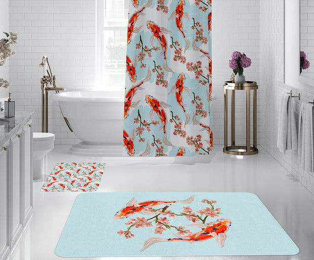 Set 2 covorase pentru baie antiderapante din poliester, Digital 4 Multicolor, 40 x 60 / 60 x 90 cm (1)