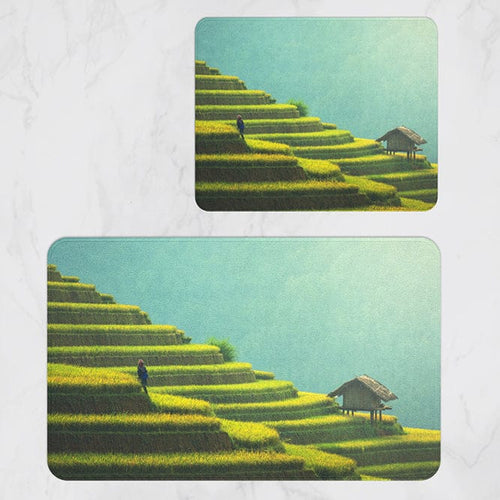 Set 2 covorase pentru baie antiderapante din poliester, Digital 42 Multicolor, 40 x 60 / 60 x 90 cm